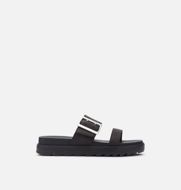 Womens Slides Black - Sorel Roaming™ Buckle - 312-EVQSOB